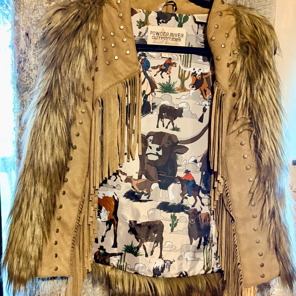 Powder River Outfitters Tan Faux Fur Vest
